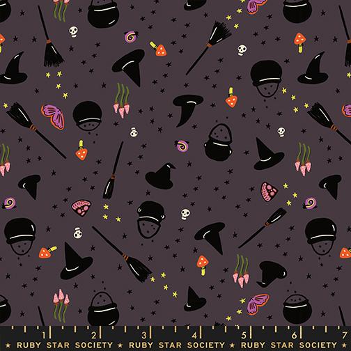 Freaky Familiars Witchy Eggplant - Quilt Fabric