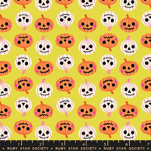 Freaky Familiars Pumpkins Citron - Quilt Fabric