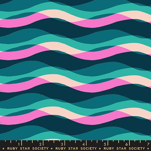 Poolside Too Wavy Peacock - Quilt Fabric