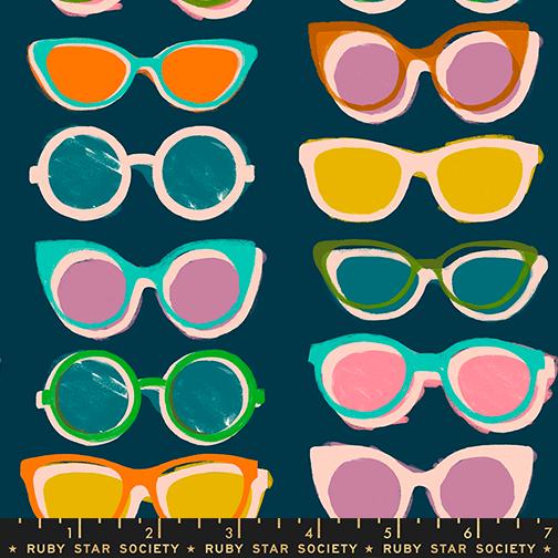 Poolside Too Glasses Peacock - Quilt Fabric