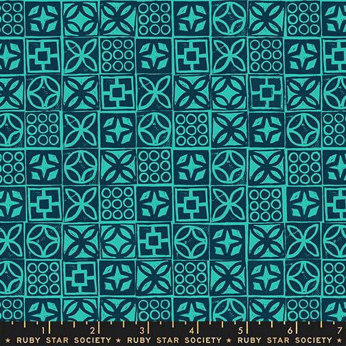 Poolside Too Tiled Peacock - Quilt Fabric