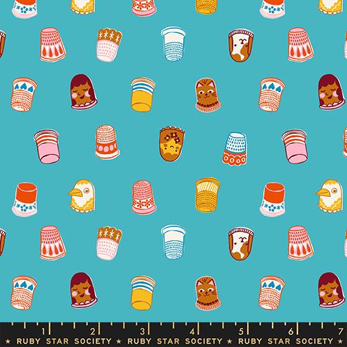 1 800 Notion Thimbles Turquoise - Quilt Fabric