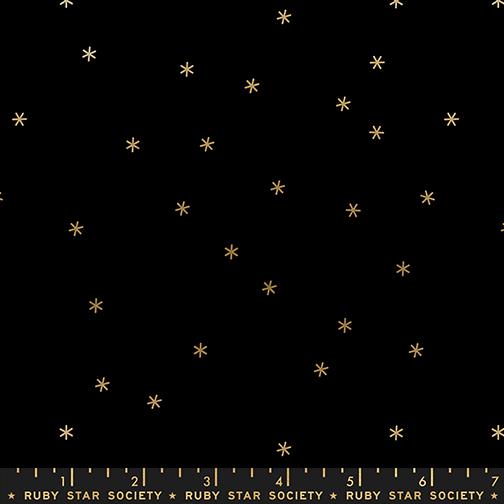 Sidekicks Gold On Black - Quilt Fabric, zoomed in. Select this picture to zoom back out.