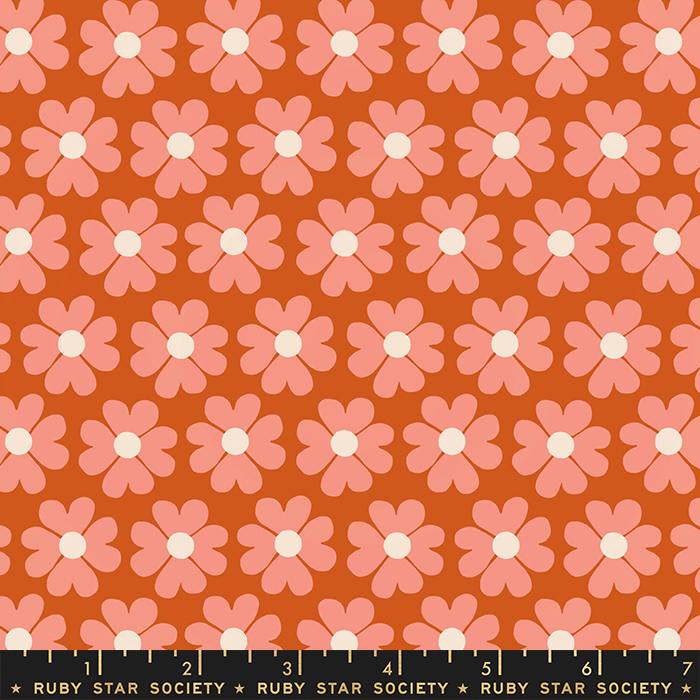 Unruly Nature Pecan - Heart Flowers - Quilt Fabric