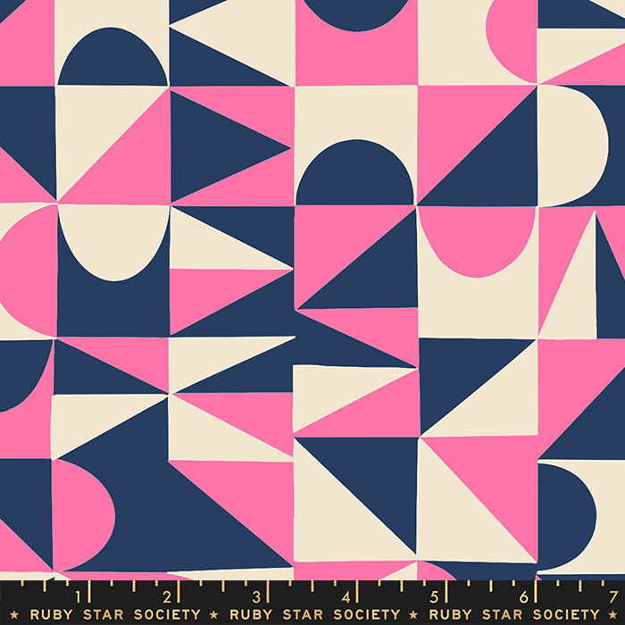 Floradora Navy - Building Blocks Patchwork - Quilt Fabric