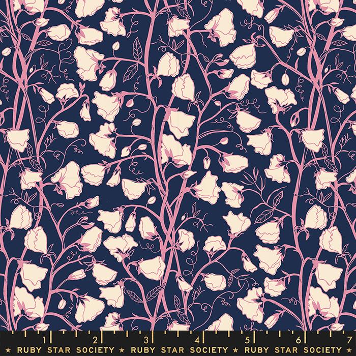 Sweet Peas Florals - Sweet Peas Navy - Quilt Fabric