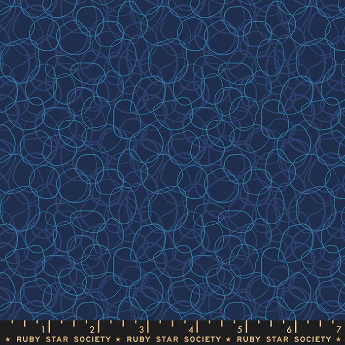 Verbena Rubber Bands - Navy - Quilt Fabric