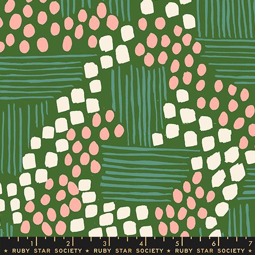 Reimagined Landscapes Geometric End Green - Quilt Fabric