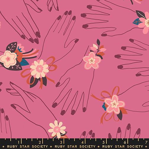 Corsage Hands Hibiscus - Quilt Fabric, zoomed in. Select this picture to zoom back out.