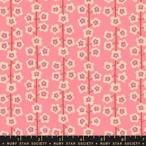 Corsage Blossoms Sorbet - Quilt Fabric, zoomed in. Select this picture to zoom back out.