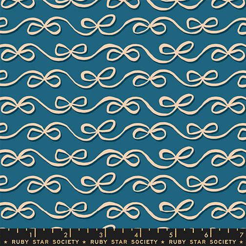 Corsage Bows Teal - Quilt Fabric, zoomed in. Select this picture to zoom back out.