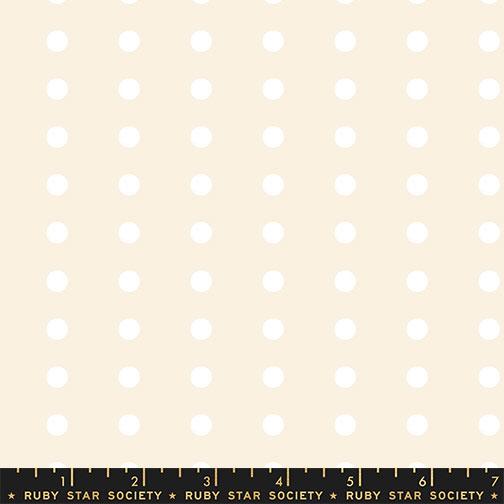Corsage Dots White On Natural - Quilt Fabric, zoomed in. Select this picture to zoom back out.