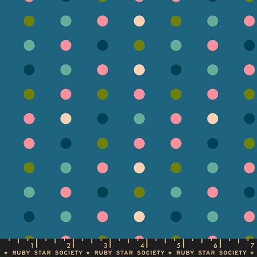 Corsage Dots Teal - Quilt Fabric, zoomed in. Select this picture to zoom back out.