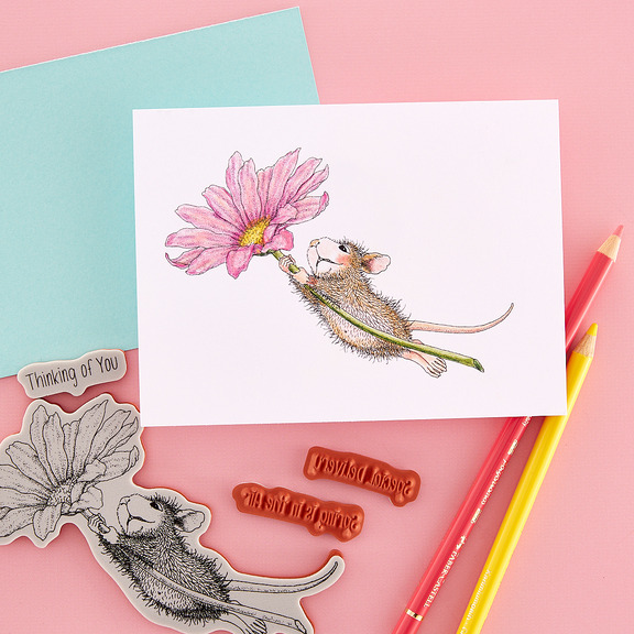 Daisy Mouse - Cling Rubber Stamp