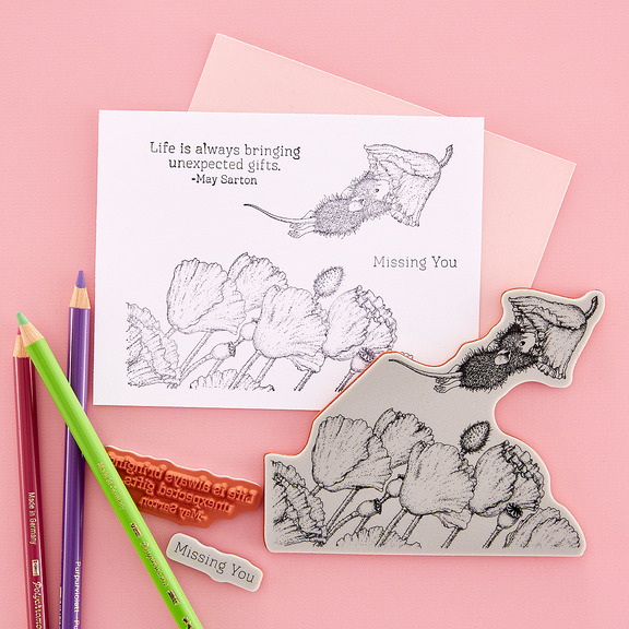 Popping By - Cling Rubber Stamp