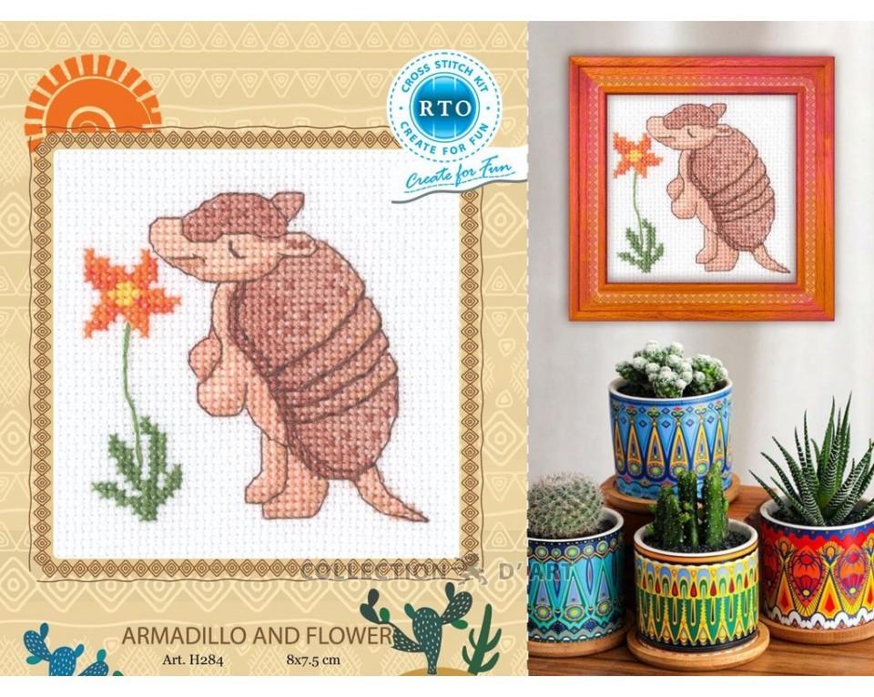 Armadillo And Flower - Cross Stitch Kit