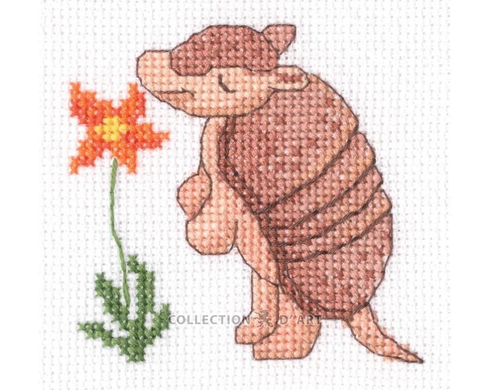 Armadillo And Flower - Cross Stitch Kit