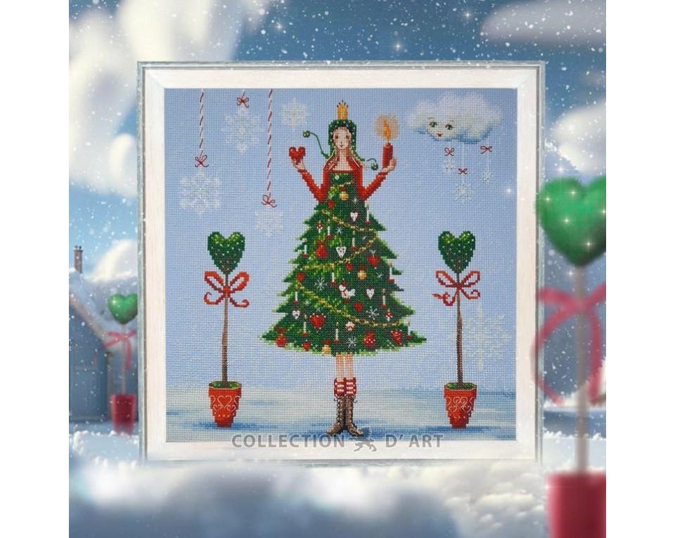 Lady In A Green Dress - Christmas Cross Stitch Kit