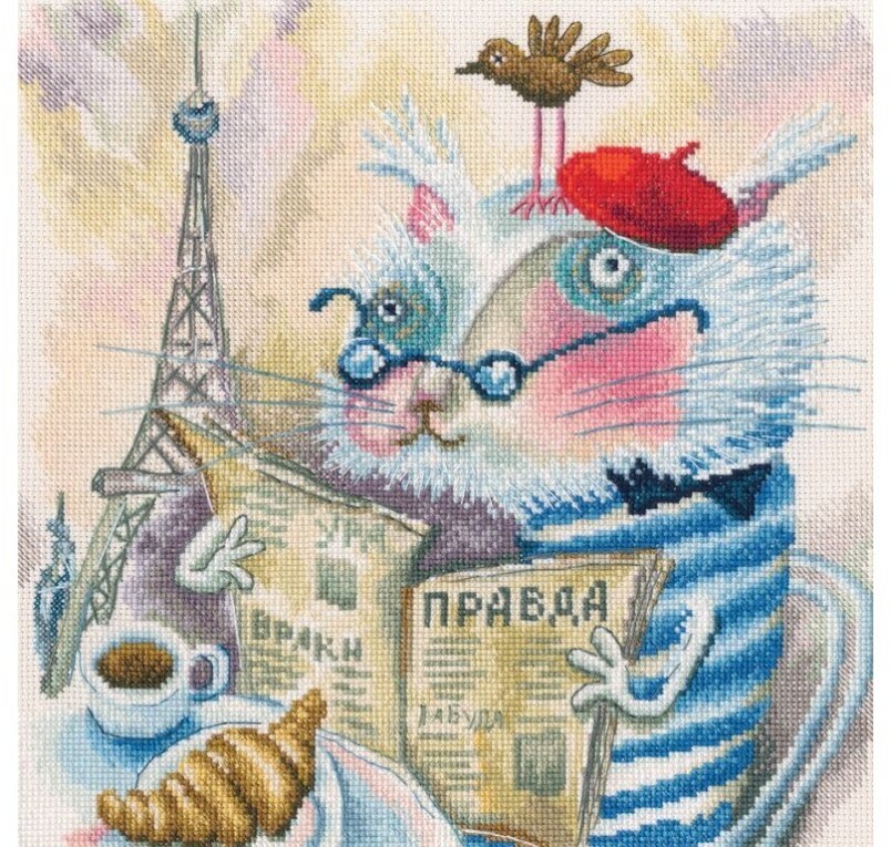 Parisian Cat - Cross Stitch Kit