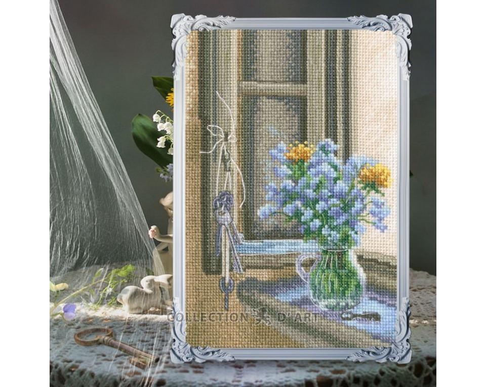 In The Moment - White Floral - Cross Stitch Kit