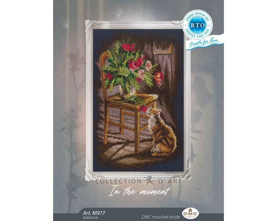 In The Moment - Cat - Cross Stitch Kit, different perspective #2, zoomed in. Select this picture to zoom back out.