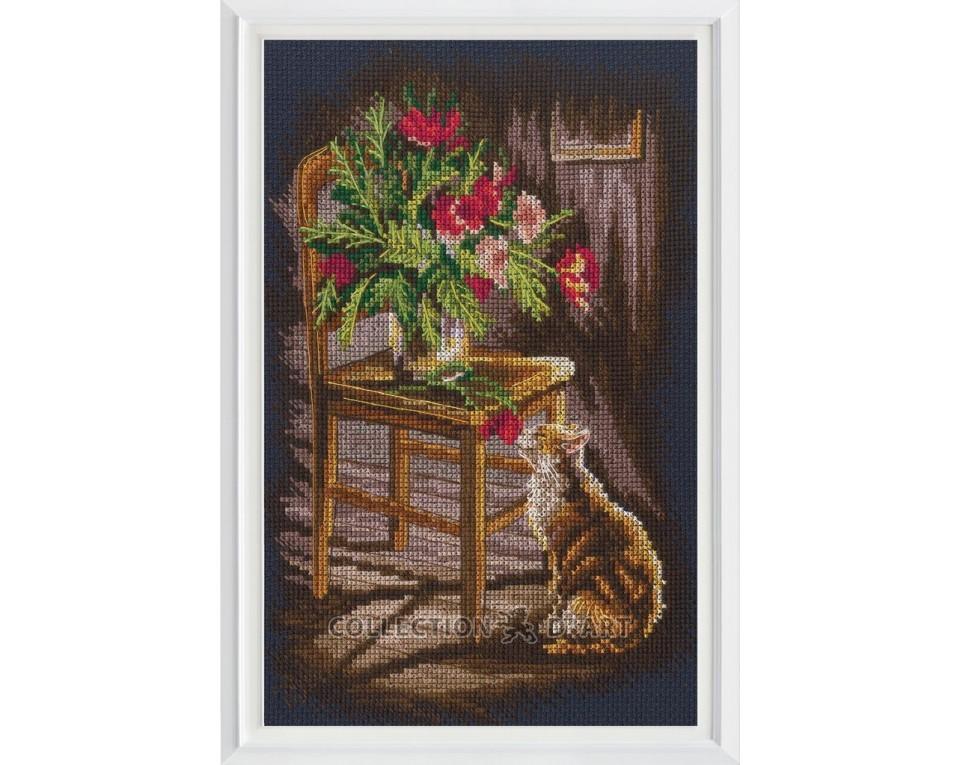 In The Moment - Cat - Cross Stitch Kit, zoomed in. Select this picture to zoom back out.
