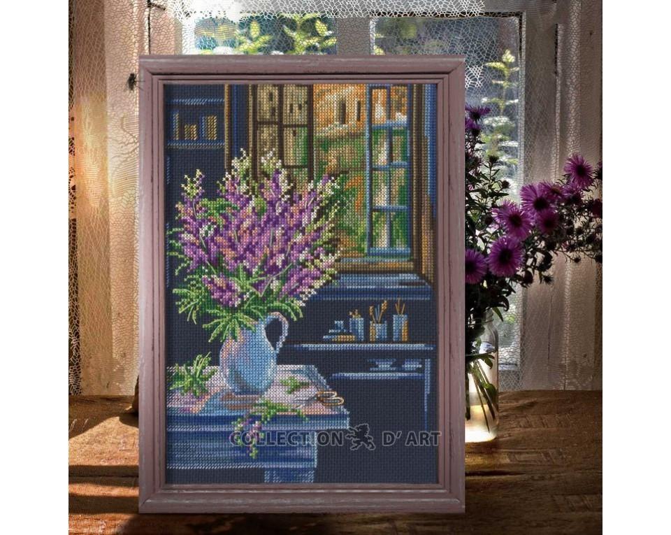 In The Moment - Purple Floral - Cross Stitch Kit