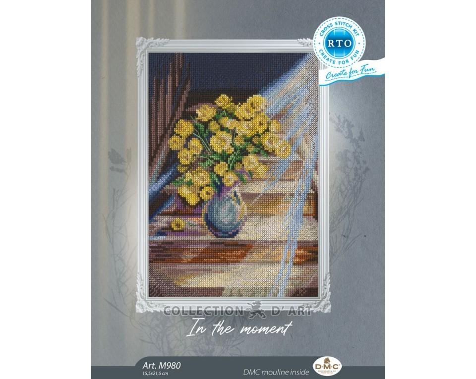 In The Moment - Yellow Floral - Cross Stitch Kit