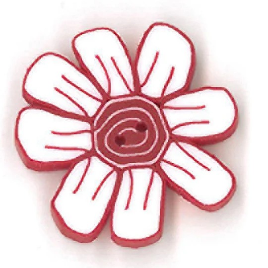 Small Daisy - Red And White - Button, zoomed in. Select this picture to zoom back out.