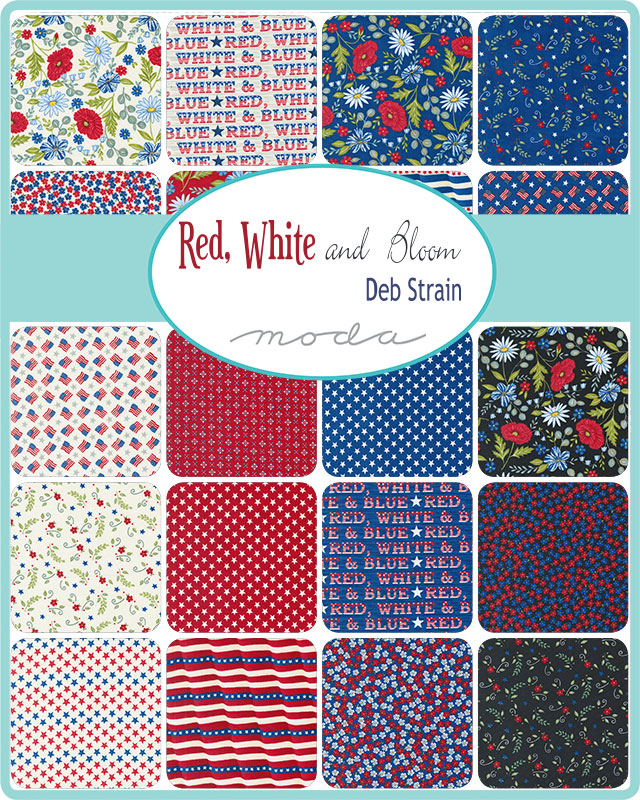 Red White Bloom Flowers - Patriotic Poppy - Quilt Fabric