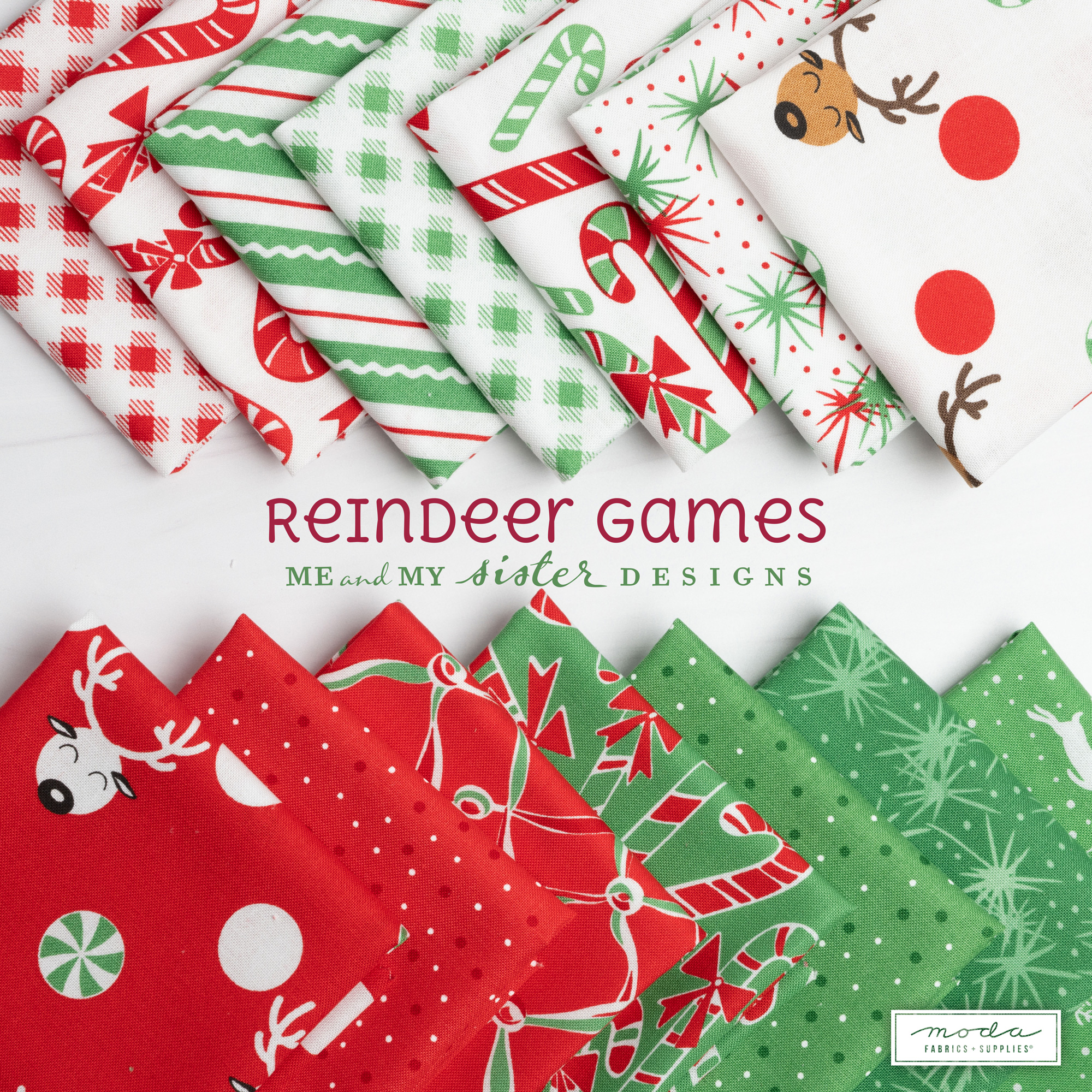 Reindeer Games Evergreen - Reindeer Dots Dots - Quilt Fabric