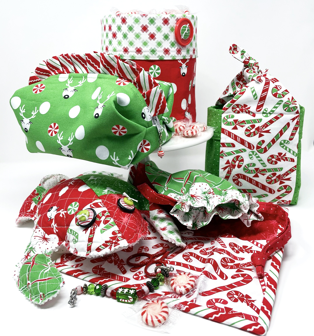 Reindeer Games Evergreen - Reindeer Dots Dots - Quilt Fabric