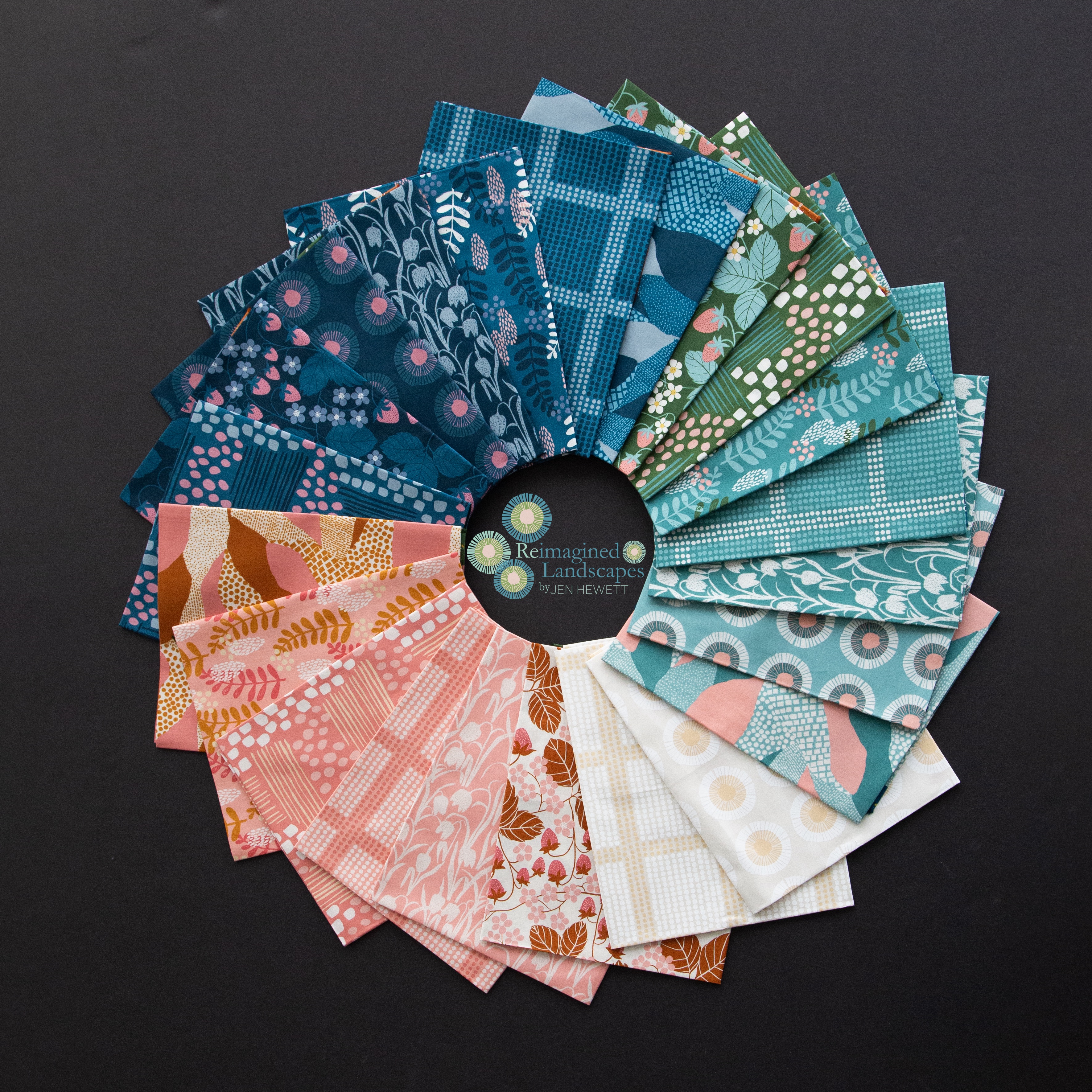 Reimagined Landscapes Waves Teal - Quilt Fabric