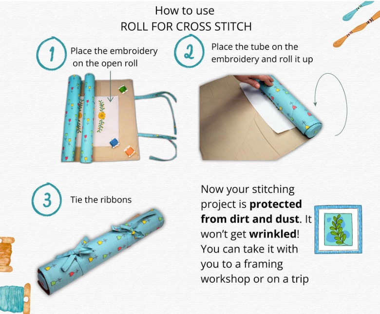 Roll for Cross Stitch - Pink Flowers