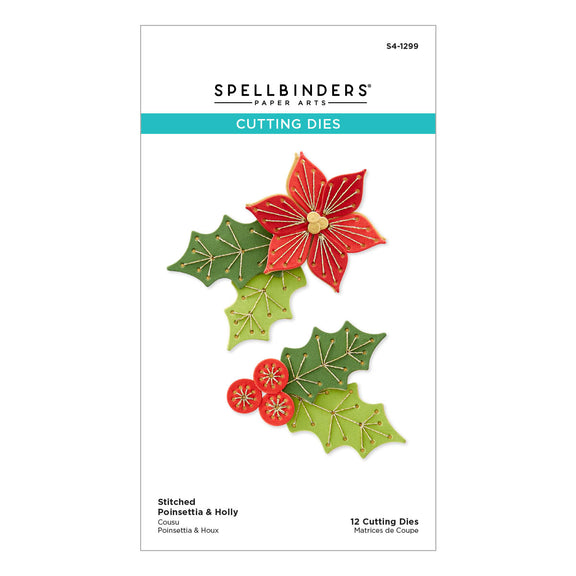 Poinsettia And Holly - Etched Dies