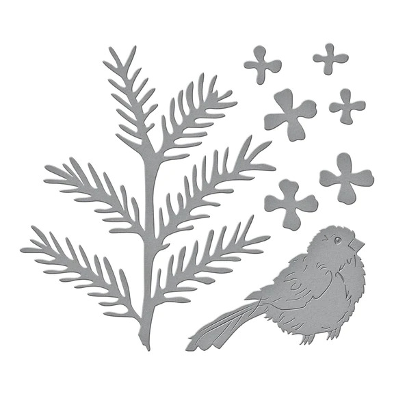 Hemlock, Cones and Chickadee - Christmas Etched Dies