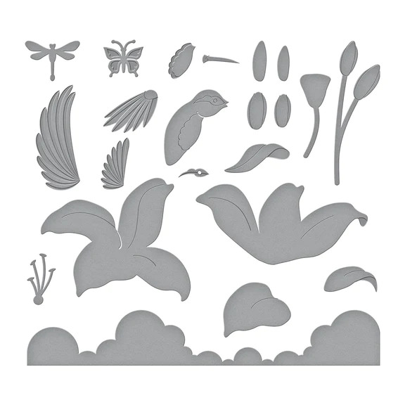 Hummingbird and Lily - Etched Craft Die