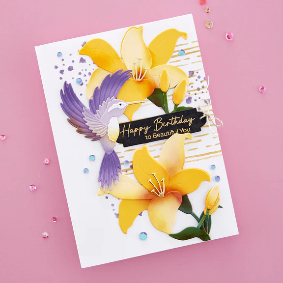 Hummingbird and Lily - Etched Craft Die