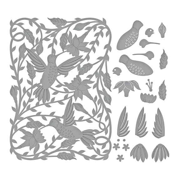 Delicate Floral Hummingbirds - Etched Craft Die