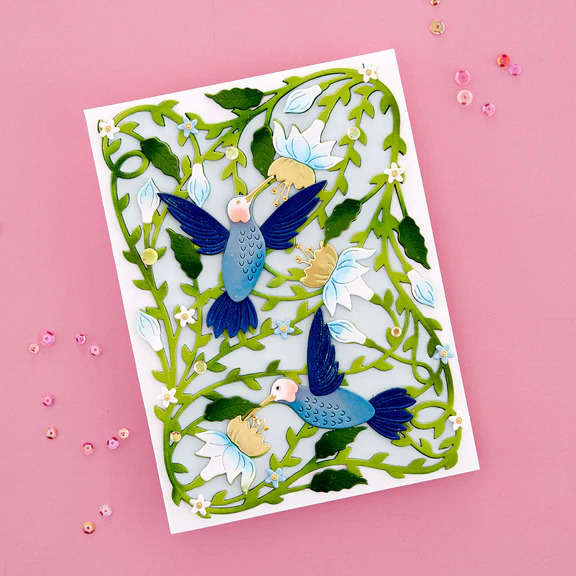 Delicate Floral Hummingbirds - Etched Craft Die