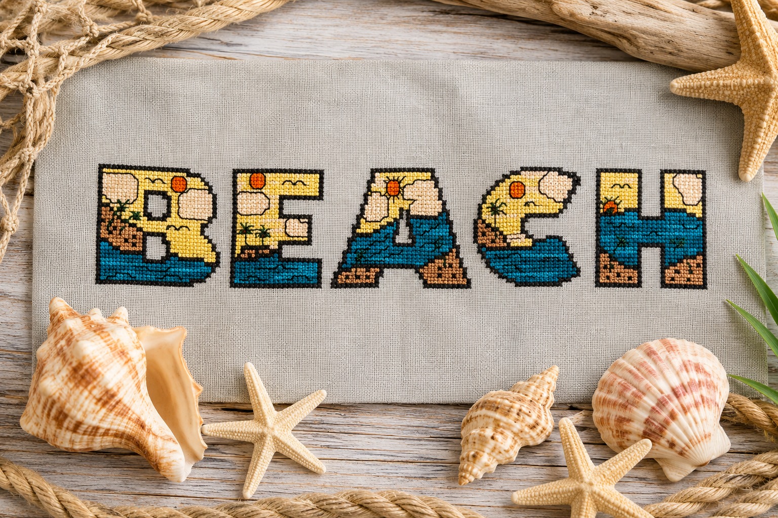 The Beach - Stitch Pattern, zoomed in. Select this picture to zoom back out.