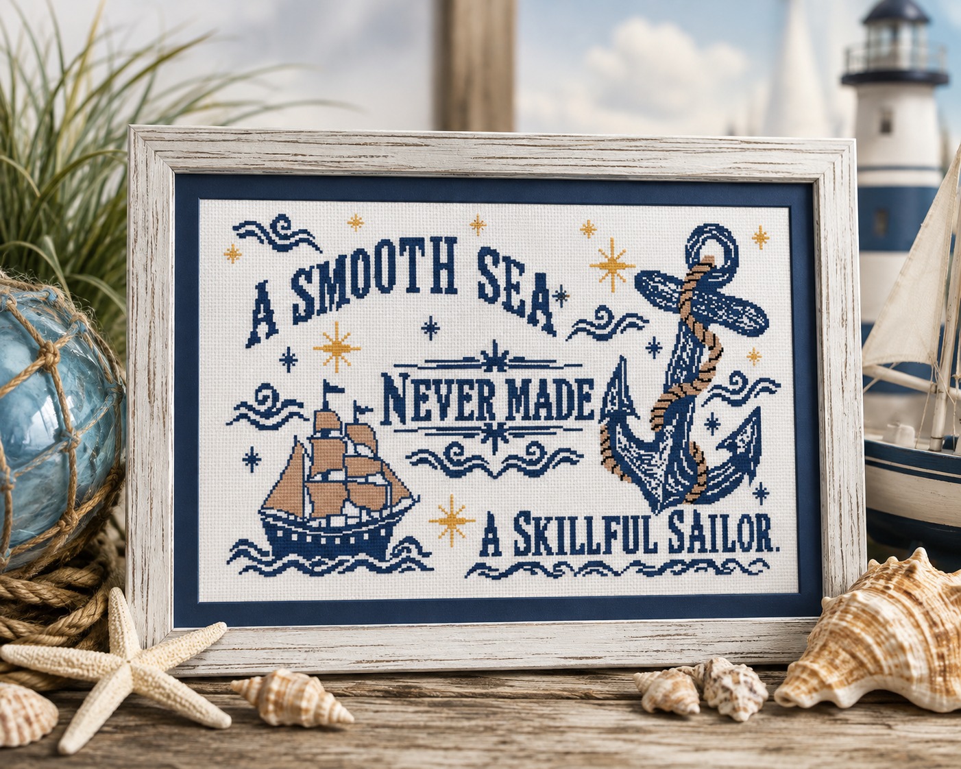 Smooth Sea - Cross Stitch Pattern, zoomed in. Select this picture to zoom back out.