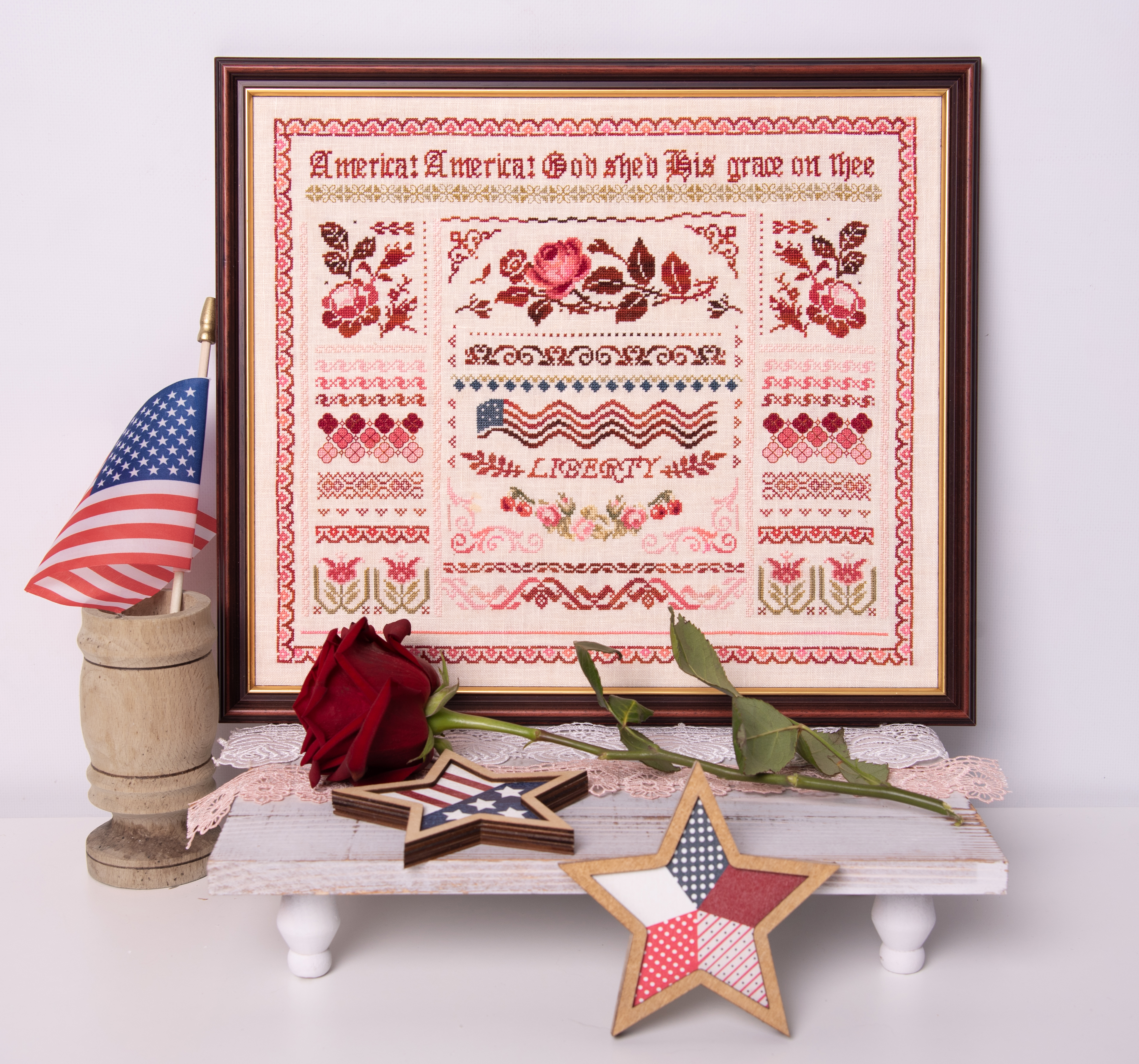 Liberty Band Sampler - Patriotic Cross Stitch Pattern