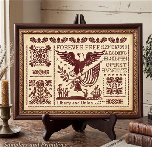 Forever Free - Patriotic Cross Stitch Pattern, zoomed in. Select this picture to zoom back out.