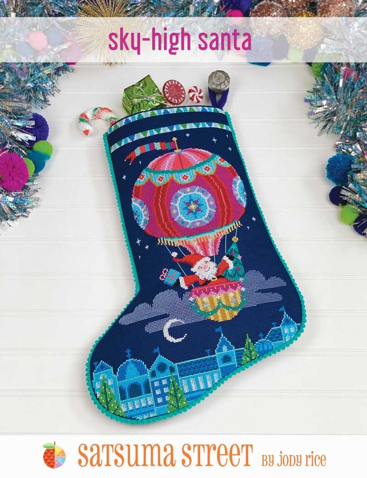 Sky-High Santa Stocking - Cross Stitch Pattern