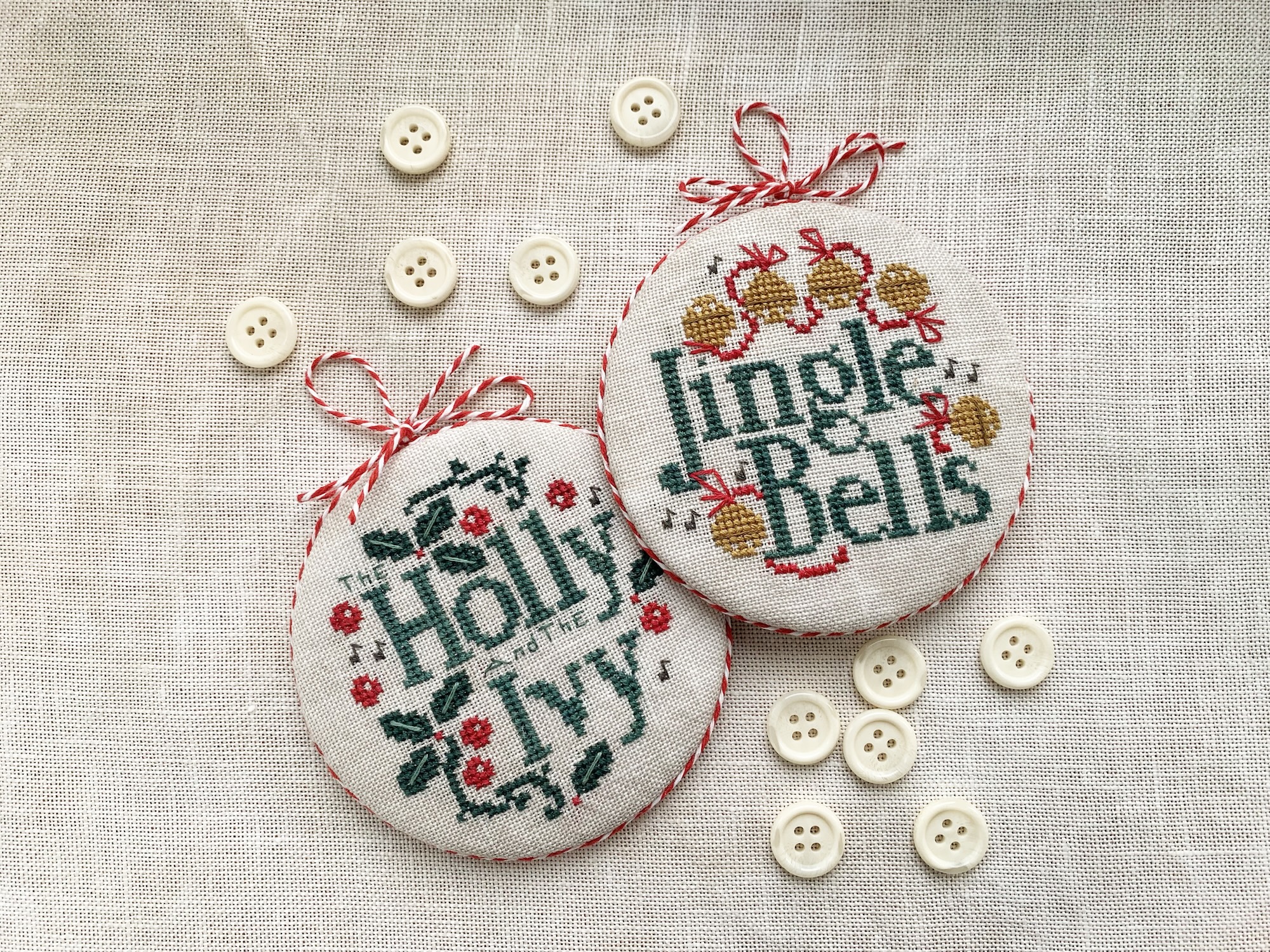 Joyful Christmas Ornaments 2026 - Cross Stitch Pattern, zoomed in. Select this picture to zoom back out.