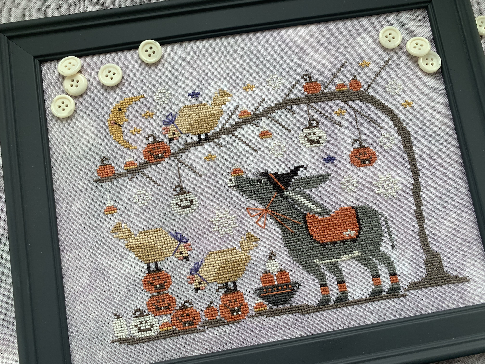 Halloween Chicken and Waffles - Cross Stitch Pattern, zoomed in. Select this picture to zoom back out.