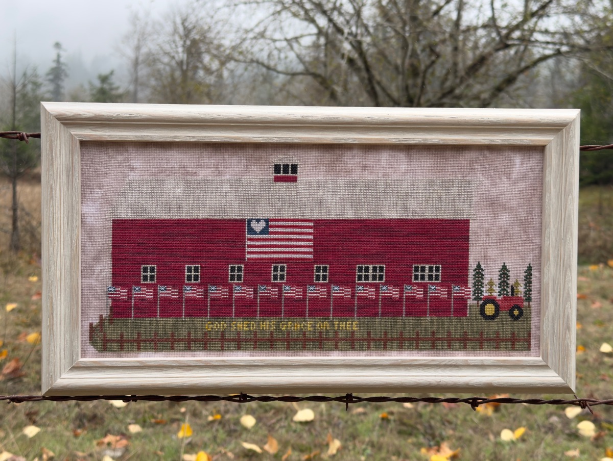 Old Glory Barn - Patriotic Cross Stitch Pattern