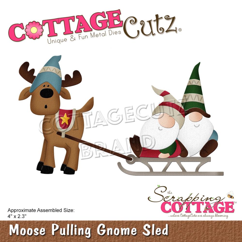 Moose Pulling Gnome Sled - Christmas CottageCutz Craft Die