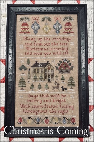 Christmas is Coming Sampler - Cross Stitch Pattern, zoomed in. Select this picture to zoom back out.